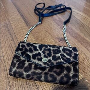 Michael Kors Leopard Print Crossbody Bag with Chain Strap